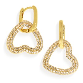 Frigotine Chunky Gold Heart Hoop Dangle Drop Earrings for Women, Trendy Statement Love Paperclip Dangling Huggie Earing Prom Jewelry Gift