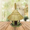 Artisan Hexagonal Thatched Bird Table – Green