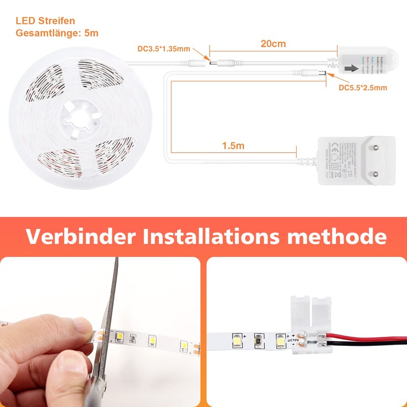 WOBANE LED Strip with Motion Sensor, 5 m LED Strip,