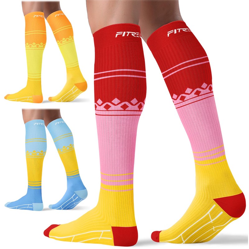 FITRELL 3 Pairs Compression Socks for Women and Men 20-30mmHg-