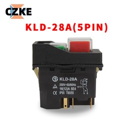 ANZOAT 2pcs KLD-28 KLD-28A Garden Tools Electromagnetic Starter Push Button Switches Machine Tool Equipment IP55 Waterproof Safety with 28A (Color : KLD28A 5PIN)