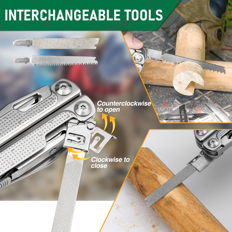 BIBURY Multitools, Multi Tool Foldable Pliers with Upgraded Saw, Large