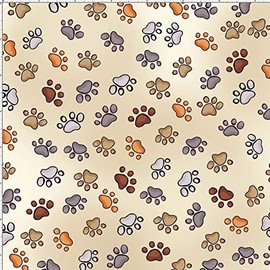 Loralie Designs Puppy Paws Bone Fabric by The Yard for Quilting