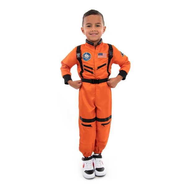 Little Adventures Orange Astronaut Dress Up Costume - Machine Washable