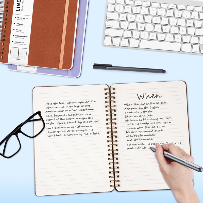 Lined Spiral Journal Notebook, A5 Hardcover Leather Notebook for Work,