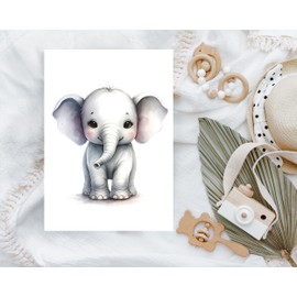 Heimisch Wunder Children's Room Poster Elephant - Loving Wall Decoration for Boys and Girls - Cute Decoration for the Children's Room - Elephant Motif for Baby and Children