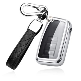 HIBEYO Car Key Case Fits Lexus Key Case Cover TPU Key Protector for Lexus NX GS RX IST GX LX RC ES 200 250 350 LS 450H 300H RX250T Remote Control Key Ring Silver