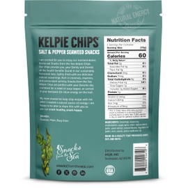 Salt and Pepper,1oz, 3bags, Kelpie Chips healthy snack natural kelp seaweed chips superfood nutrient explosion (3 Bags, Salt and Pepper)