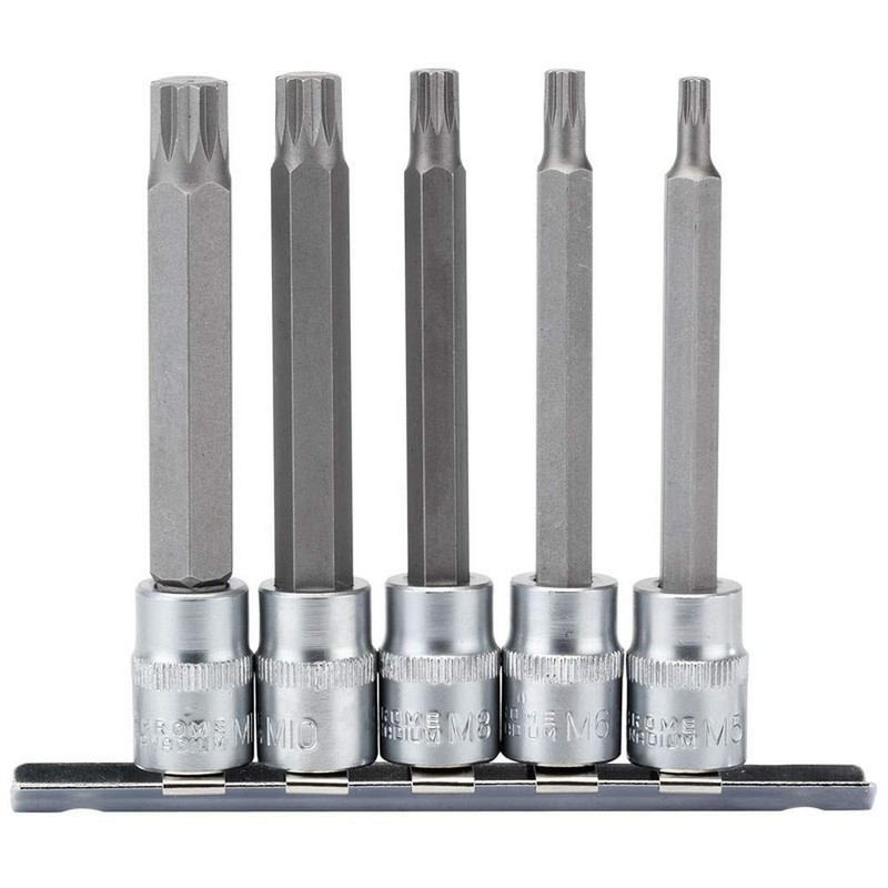 Draper 16349 3/8-Inch Square Drive 5-Piece Spline Socket Bit Set