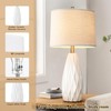 KunruiTAI 25'' Geometric Lamp White Cream Table Lamps Modern Ceramic