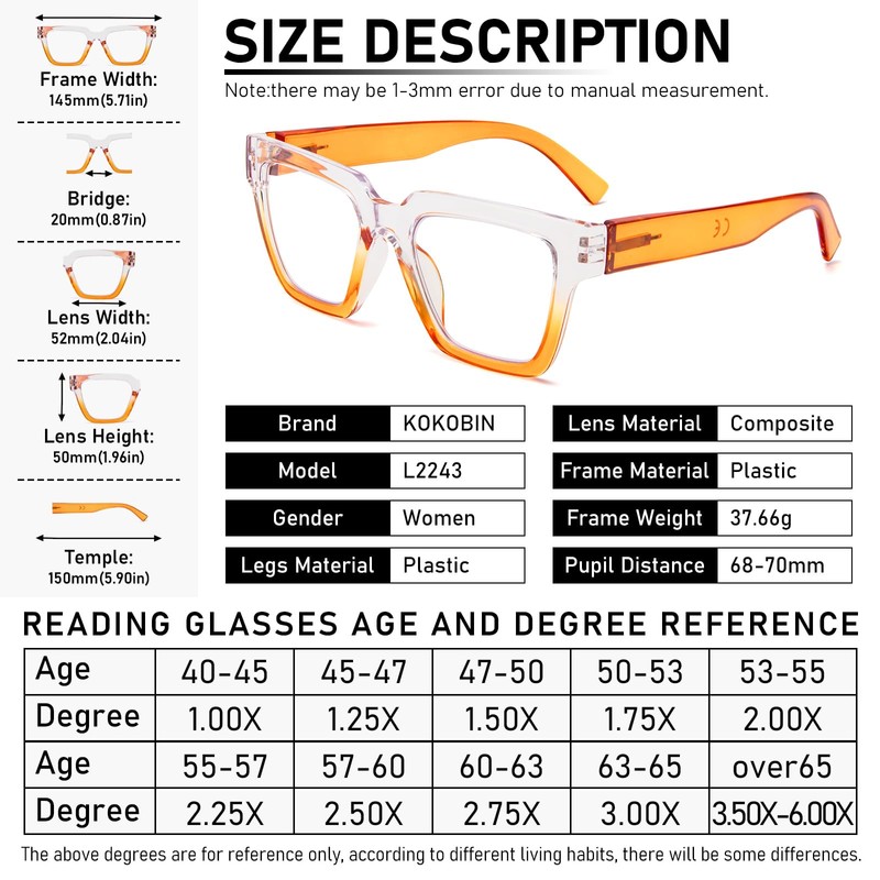 KoKoBin 6 Pack Oprah Style Reading Glasses for Women? Oversize