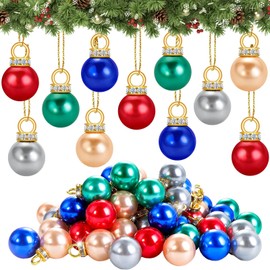 XOYTN 60PCS 16mm Christmas Mini Balls Ornaments,Colorful Miniature Xmas Balls Baubles Tiny Shatterproof Christmas Tree Hanging Pendant for Xmas Tree Balls Decorations