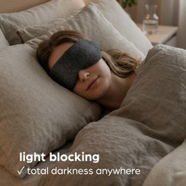 SnoozZy Cotton Eye mask – Cotton Sleeping Mask. Face Hugging, Fully Adjustable, Soft Eye Wrap. Comfortable and Perfect for Sleep and Travel. Light Blocking Blindfold – Dark Grey