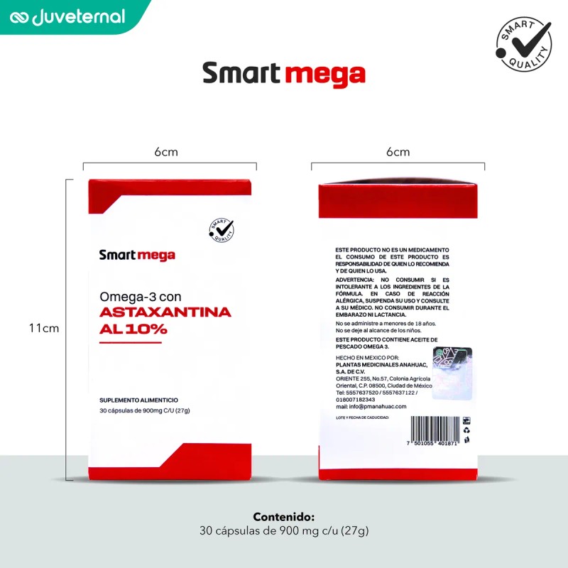 Smart Mega Omega 3 Con Astaxsantina Pura Al 10% 30