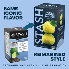 Stash Tea Double Bergamot Earl Grey Black Tea - Caffeinated, Non-GMO Project Verified Premium Tea with No Artificial Ingredients, 18 Count (Pack of 6) - 108 Bags Total