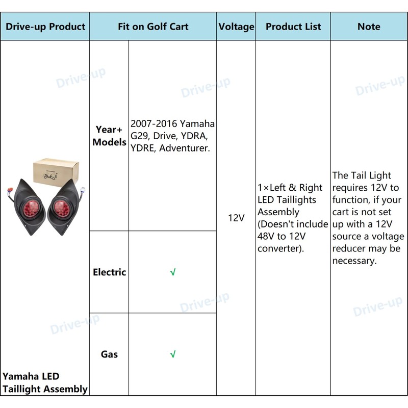 Drive-up Golf Cart LED Tail Light for Yamaha G29 Drive