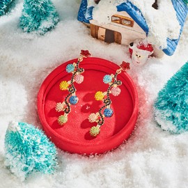 YUJIE Colorful Christmas Earrings for Women Colorful Crystal Christmas Light Bulb Earrings Holiday Jewelry Gift