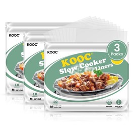 KOOC Slow Cooker Liners 11x17 inch 30 count Middle Size Disposable Pot Liners Cooking Bags Fit 2QT to 3QT Pot BPA Free Fresh Locking Seal Design