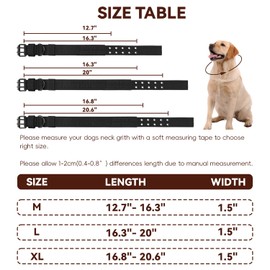 Heavy Duty Dog Collar for Large Dogs, Tactical Dog Collars with Metal Buckle & D Ring, 1.5" Width Thick Adjustable Nylon Dog Collar for Medium Dogs, Black/XL
