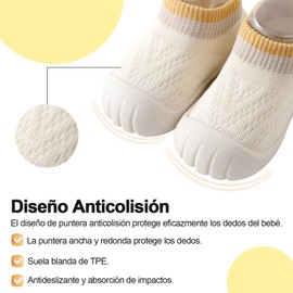 UIOERGF Zapatos Calcetín para Bebe, Zapatos de Bebé Antideslizantes de Silicona, Suave, Cómodo, Transpirable, Lavables para Caminar para niños pequeños, Primeros Caminantes, 6-48 Meses
