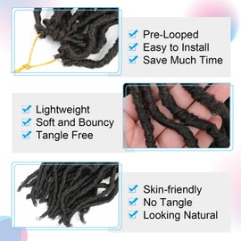 14 Inch Soft Locs Crochet Hair 8 Packs Pre Looped Faux Locs Crochet Braids Goddess Locs Hair For Black Women（14Inch 8pcs,4#）