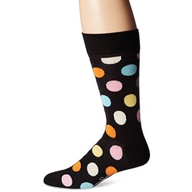 Happy Socks Men's 1 Pack Durable Unisex Combed Cotton Crew, Black, Size: 10-13