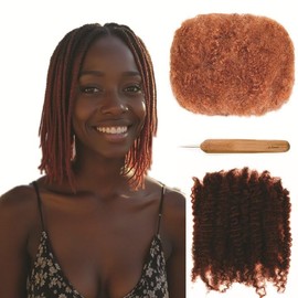 Afro Kinkys Bulk Human Hair 1 Bundles 30g/pack 100％ Human Hair for Draedlock Extensions Afro kinkyhair For Braiding Twist Braids Afro Human Hair (30 Brown, 8 Inch (Pack of 1))