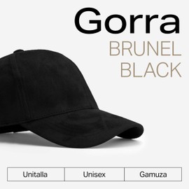 BRUNEL Gorras para Hombre y Mujer Gorra De Gamuza Sintética Unitalla - Unisex | Ajustable con Broche | Diseño Elegante Y Minimalista | Calidad Premium - Hecha a Mano | Negra