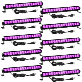 10 Pack IP66 Waterproof 36W LED Black Light Bar, Blacklight Flood Light with Plug & Switch & 5ft Power Cord, Each Light Up 21x21ft Area, for Glow Fluorescent Party Bedroom Game Room Body Paint Stage
