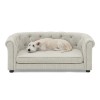Pet Sofa with Arc-shaped Backrest and Armrests, Contemporary Rectangular Pet
