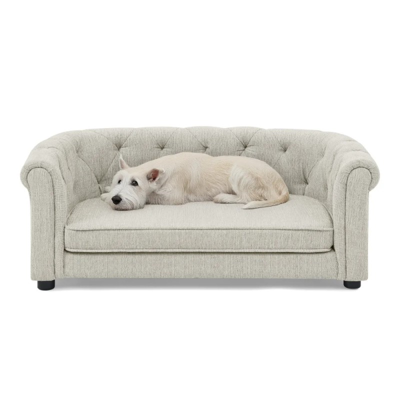 Pet Sofa with Arc-shaped Backrest and Armrests, Contemporary Rectangular Pet