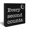 DUXMNAMG Every Second Counts Wood Box Sign, Black Retro Motivational