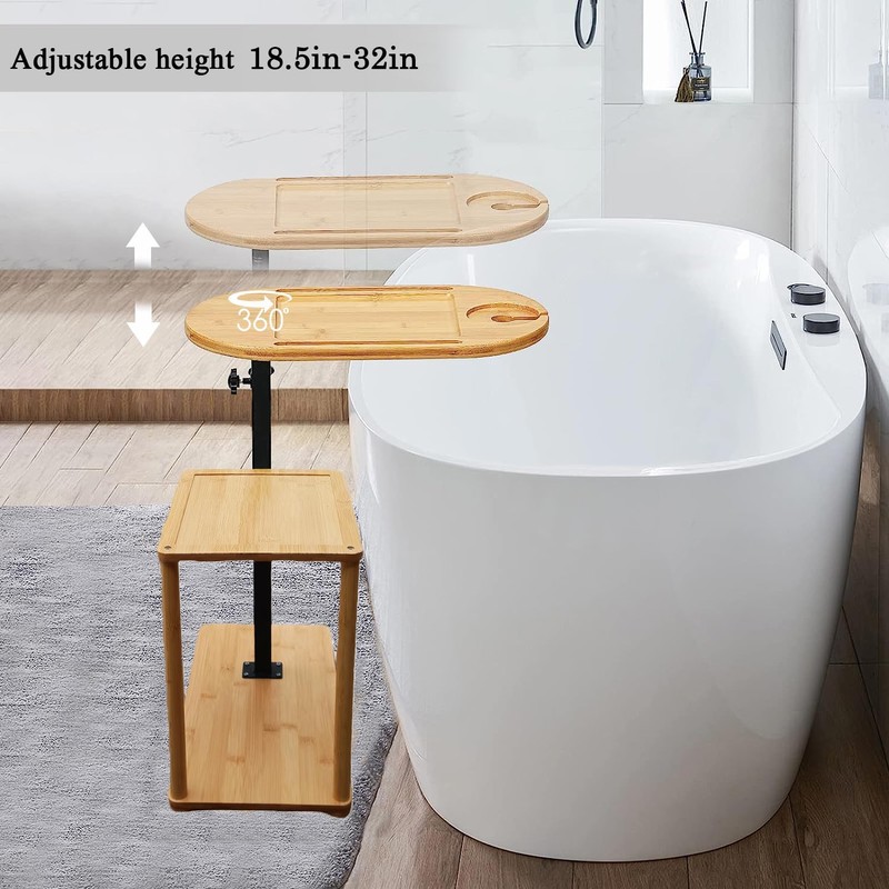 Bathtub Tray, 3 Layer Bathtub Tray Table with Adjustable Height,