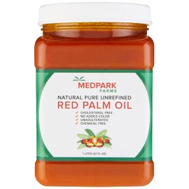 Medpark Farms Africa Red Palm Oil (1 Liter/32 Fl Oz) 100% Pure/Natural/Unrefined (PET-BPA FREE Container)