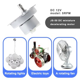 eMagTech JS-50 DC Micro Gear Motor Metal Gear Electric Synchronous Motor Turntable Electric Motor Accessories for Display Stands Handicrafts Lighting Fixtures DC 12V 5RPM
