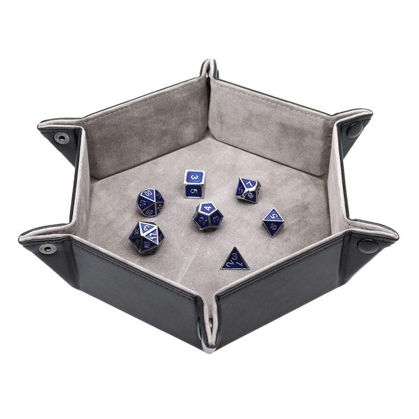 Forged Dice Co. Dice Tray Portable Folding Dice Rolling Tray for use as DND Dice Tray D&D Dice Tray or Dice Game 6.5 Inch Quiets Rolling Metal Dice - Stronger Snaps Hold Tighter Than Other Dice Trays