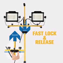 DAYATECH 180W 20000 Lumen Dual-Head LED Work Light with Tripod Stand, 4 Brightness Adjustable, IP 65 Waterproof 10 Ft Power Cord