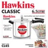 Hawkins Classic Aluminum Pressure Cooker, 6.5 Litre, Silver