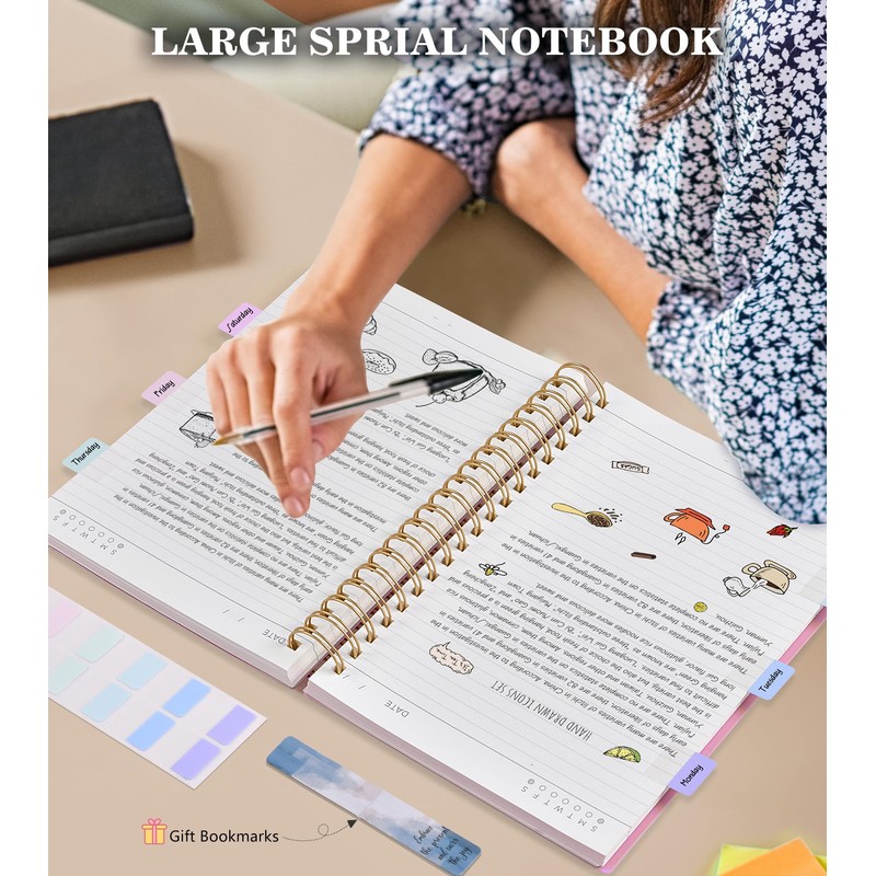 Pink Spiral Notebook Journal,360 Pages College Ruled Notebook, Lined Thick