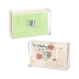 BTSKY 2 Pack Clear Acrylic Index Card Box for 3x5 Inch Cards, Holder Notecard Box Recipe Card Box Plastic Storage Organizer for Filling Index, Note Cards, Flashcards, Recipes