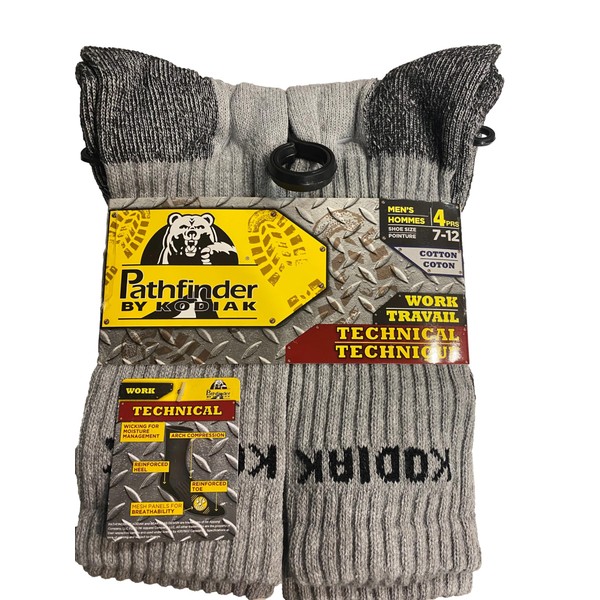 MEN PATHFINDER TECHNICAL WORK SOCKS BY KODIAK PACK OF 4