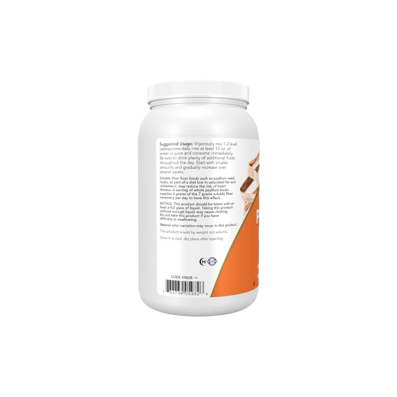Now Psyllium Husk, WHOLE (24oz) | Now Cáscara de Psyllium