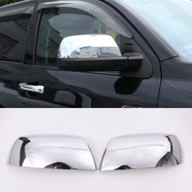 LLKUANG ABS Outside Side Rearview Mirror Cover Trim Sticker Compatible with Toyota Tundra 2007-2021 Crew Max Sequoia 2008-2020 2pcs(Bright silver)