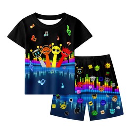 Ajajvoe sprunki shirt pant set kids sprunki clothes for kids sprunki tshirt pants kids sprunki birthday outfits sprunki pants music black