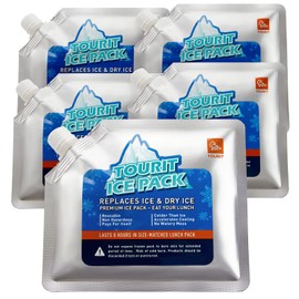 TOURIT Reusable Ice Packs for Lunch Boxes/Bags, 5 Pack Long Lasting Freezer Packs for Coolers & Backpacks