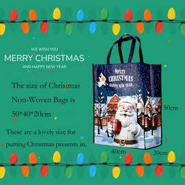YOOYEH 50x40cm Christmas Tote Bag, Extra Large Reusable Grocery Bag with Handle, Present Bag, Shopping Bag for Holiday Xmas Event Party for Xmas Gift Delivering Shopping