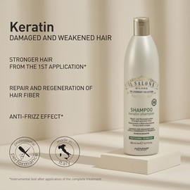 Il Salone Milano Champú profesional de queratina para cabello dañado - Champú reparador de cabello - Control de encrespamiento - Fabricado con aceite 