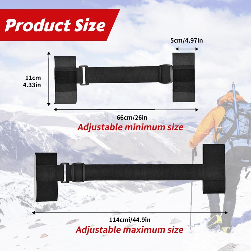 2PCS Ski Straps, Adjustable Ski Strap with Cushioned Fastener Tap,