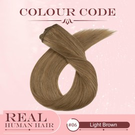 UK-Fashion-Shop Human Hair Extensions Clips in Real Hair Extension 8pcs 18 clips Straight Natural 6 Light Brown - 8inch(45g)