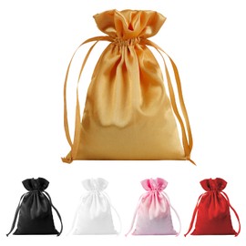BeiLeiNiceHK 30pcs Satin Gift Bags Golden Drawstring Bag,Gift Pouches For Christmas,Wedding Favor Bags,Small Jewellery Pouch 6X9.5 Inch